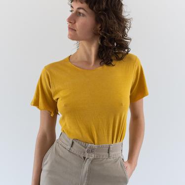 Vintage Honey Yellow Tee Shirt | Raw Hem Shirts |  Made in USA | XS | 