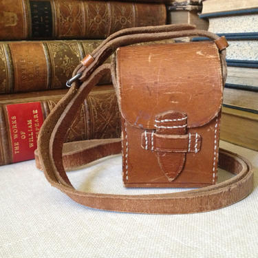 Vtg Leather // Crossbody // Steampunk // Industrial // Rustic Case / Small 