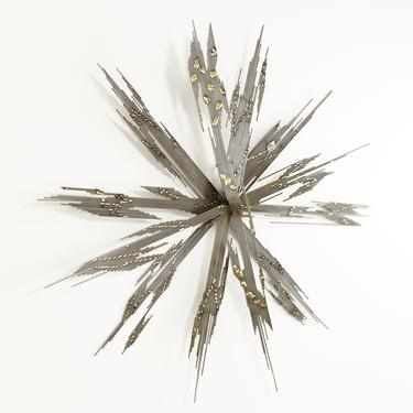 Curtis Jere Style Mid Century Steel and Brass Starburst Wall Art - mcm 
