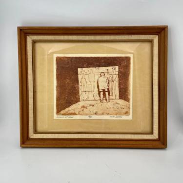 Vintage 1950s Estate purchase of Artist Proof by Monte Becker, Picasso at Work, Mid-Century Lithograph or Intaglio Etching Aquatint 