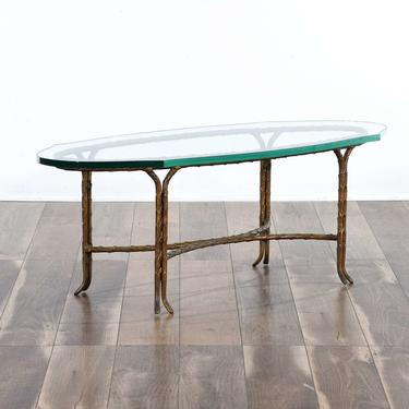 Empire Style Brass Finish Coffee Table W Glass Top