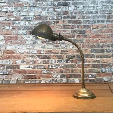 Vintage S. Robert Schwartz Industrial Brass Gooseneck Desk Lamp 