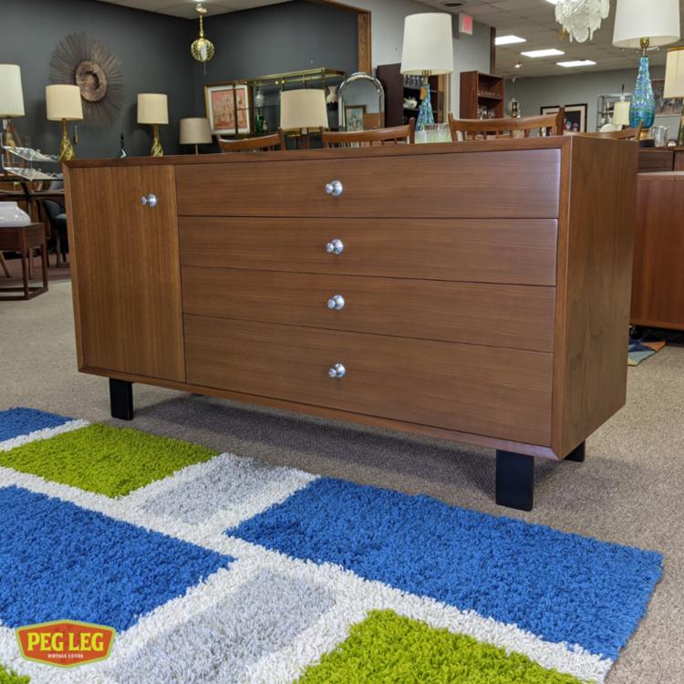 Mid-Century Modern walnut credenza from the Basic Cabinet Series by George Nelson for Herman Miller