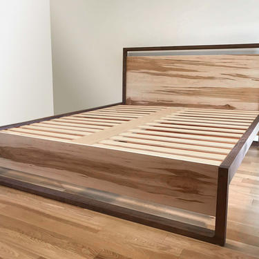 Maple & Walnut Platform Bed, Queen, King, etc Solid hardwood bed, Solid wood platform bed, Contemporary bedroom furniture 