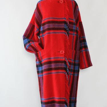 Ruby Plaid Blanket Coat S/M