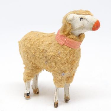 Antique 1930's German 1 3/4 Inch Wooly Sheep, for Putz or Christmas Nativity, Easter, Vintage Toy Decor 