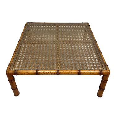 Faux Bamboo Cane Mid Century Coffee Table 