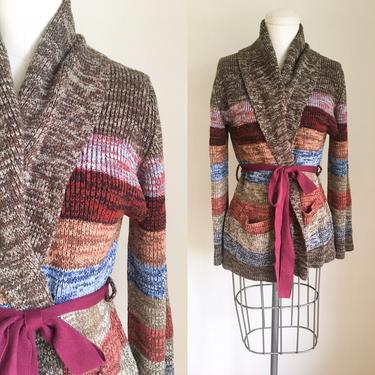 Vintage 1970s Space Dyed Wrap Cardigan / M 