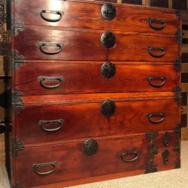 Antique Japanese Lacquer Tansu Clothing Chest