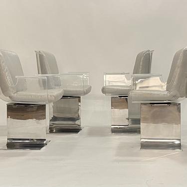 Pace Collection Lucite Swivel Dining Chairs, Model No. 171 Description