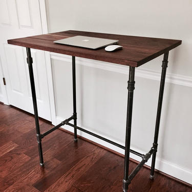 The WESLEY Desk - Standing Desk / Seated Desk - Reclaimed Wood &amp; Pipe 
