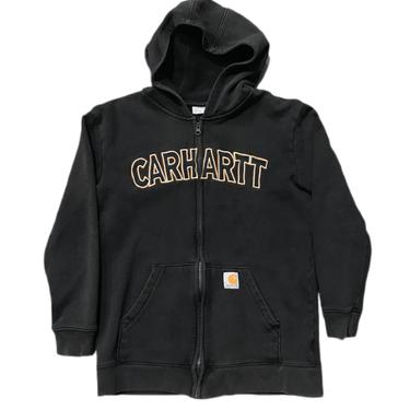 (L) Carhartt Embroidered Black Zip Up Hoodie 082521 ERF