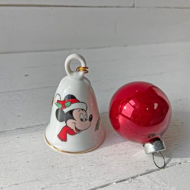 Vintage Mickey Christmas Porcelain Bell // Vintage Disney Christmas Ornaments // Vintage Christmas Decor // Perfect Gift 