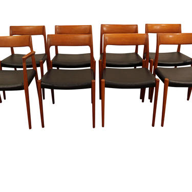 Mid-Century Dining Chairs Danish Modern Niels Moller Teak Dining Chairs #77-Set of 8 