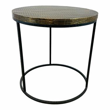Arteriors Modern Iron and Brass Finished Round Nixon Side Table