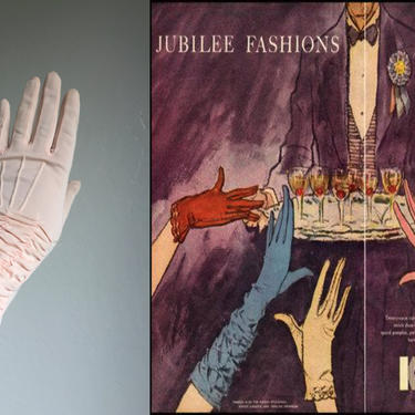 A Jubilee Begins - Vintage 1950s Petal Pink Shirred Valance Nylon Mid Fore Arm Length Gloves - 6.5/7 