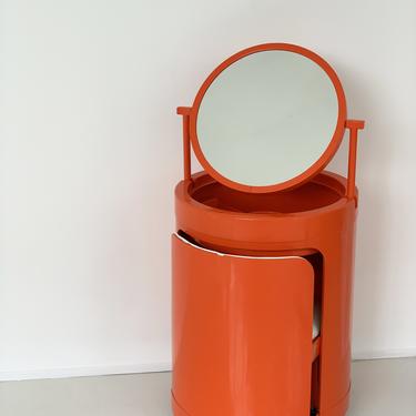 1970s Atomic Orange Plastic Vanity Set