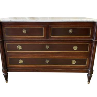 Louis XVI Style French Marble Top Walnut Commode - 19th C