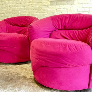 PINK POSTMODERN Swivel Lounge Chairs / ARMCHAIRS, a Pair 