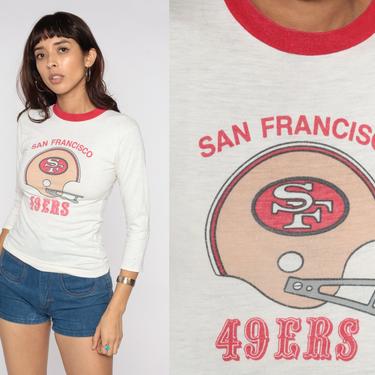 80s San Francisco 49ers Shirt NFL Ringer Tee Shirt 80s Football T Shirt California Tee Single Stitch 1980s Vintage Tshirt Extra Small xs 