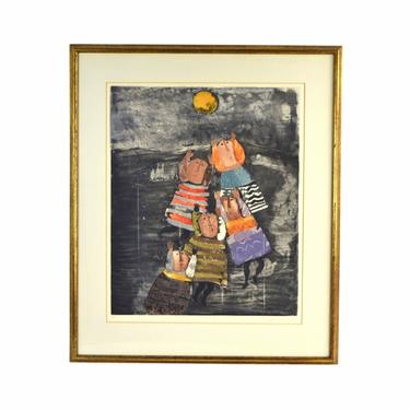 G. R. Boulanger Signed Artist’s Proof L/E Lithograph Abstracted Children Playing Ball 