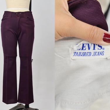 Vintage 1970s Mens Purple Levi's Tailored Denim Pants, 70s Sportswear Action Slacks, Vintage Tailored Denim, Size: 30&amp;quot; Waist by Mo