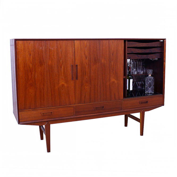Danish Modern Teak & Rosewood Highboard / Bar Cabinet