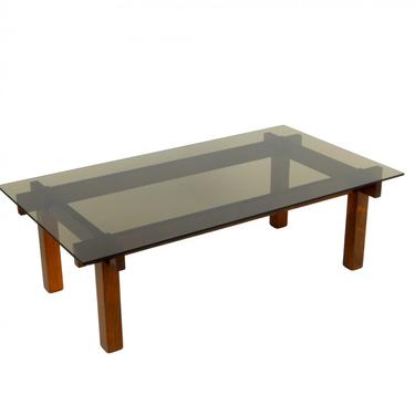 Solid Rosewood + Glass Coffee Table