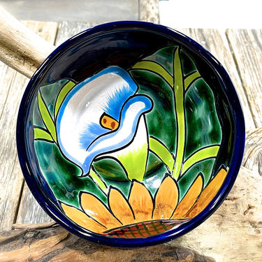 VINTAGE: 5.75" Authentic H. Venegas Signed Talavera Mexican Pottery - Bowl - Colorful Hand Painted Bowl - Mexico - SKU 36-A-00033315 