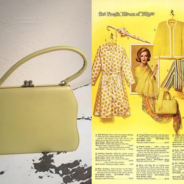 Had She Forgotten the Cocktail Mixers - Vintage 1950s Sunshine Yellow Faux Leather Soft Vinyl Handbag 