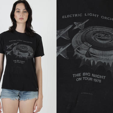 Vintage 70s ELO Band T Shirt / 1978 Electric Light Orchestra Tee / Big Night Concert Tour / Mens Womens Soft Thin 50 50 Rock T Shirt 