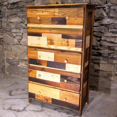 Patchwork Tallboy Dresser From Reclaimed Wood 