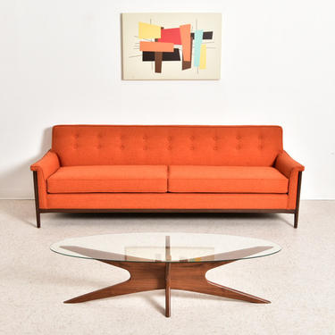 Orange Tweed Franklin Sofa with Sculpted Legs