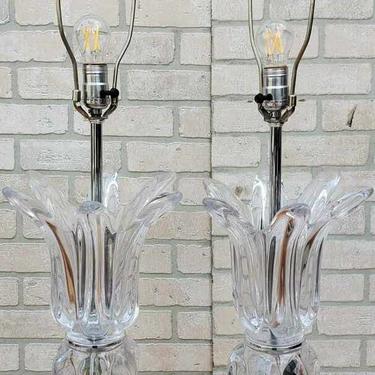 Vintage French Glass Table Lamps - Pair
