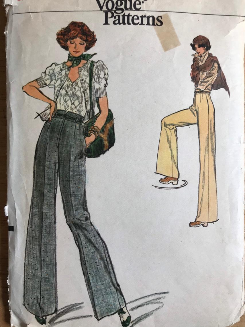 Vintage Vogue 9086 Pants Pattern  70s Wide Leg Trousers Sewing