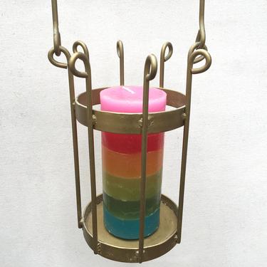 Mid Century Hanging Candle Holder, Garden Lantern, Hung Patio Candle Holder, Party Decor, Pillar Candle Holder 