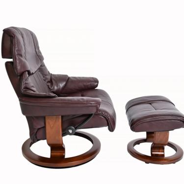 Leather Ekornes Stressless Reclining Chair & Ottoman Norway Danish Modern 