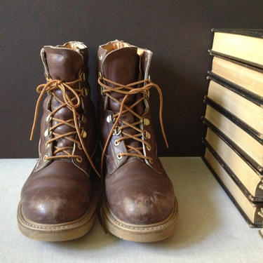 Vtg Distressed Brown Leather Sub Zero Combat Boots // Men Size 8 US 