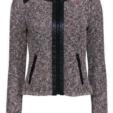 Rag & Bone - Multicolor Tweed Zip-Up Jacket w/ Leather Trim Sz S