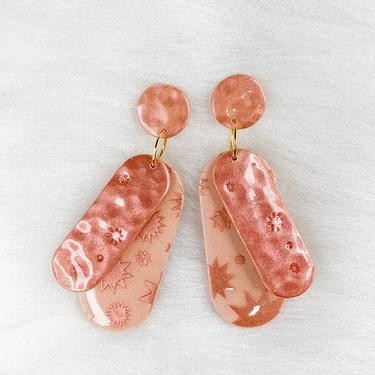 Constellation Tags in Rose Gold // Cosmic Collection // Polymer Clay Statement Earrings // Lightweight earrings 