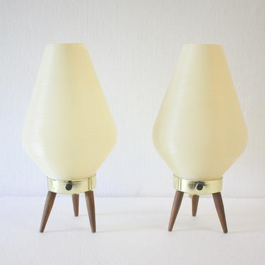 Mid Century Modern Pair of Bullet Table Lamps