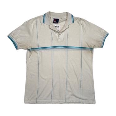 (L) Jimmy Connors White/Blue Polo Shirt 040221