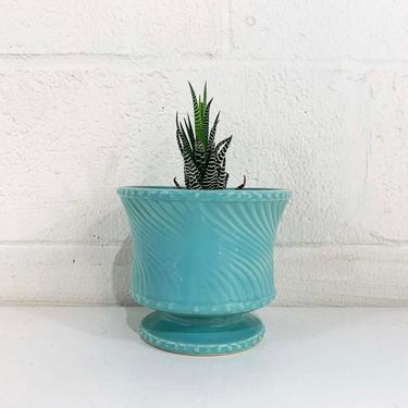 Vintage McCoy Planter Brush Baby Teal Teal Turquoise Blue Art Deco Mid-Century Pottery Pot Made in the USA 1950s 50s 