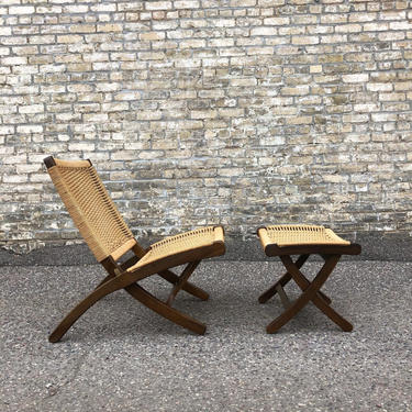 Hans Wegner-inspired Folding Chair + Ottoman 