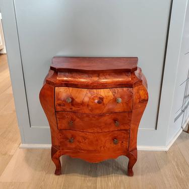 Vintage Italian Venetian Rococo Burl Chest Of Drawers Nightstand End Table, Mid-Century 