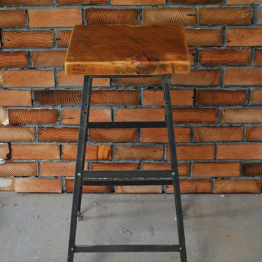 2 Farmhouse Wood and Steel Industrial Shop Stools. Made in Chicago. Qty (2)-choose height; table 18&amp;quot;H, counter 25&amp;quot;H or bar height 30&amp;quot;H 