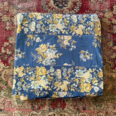 Vintage April Cornell floral print duvet cover / Made in India, slate, dusty lavender & yellow 