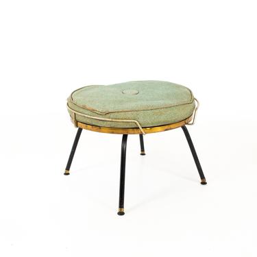 Mid Century Metal and Brass Rotating Ottoman Table - mcm 
