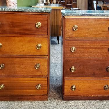 Item #DMC9 Pair of Antique Mahogany Chest of Drawers w/ Marble Tops c.1900