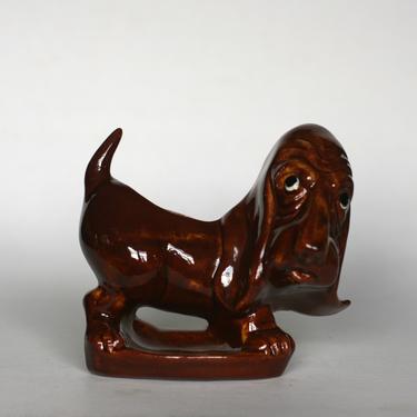 vintage ceramic basset hound dresser caddy 